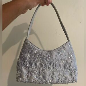 Grey/blue sequin shoulder bag